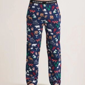 Hatley Blue Pajama Pants with Colorful Nature Print